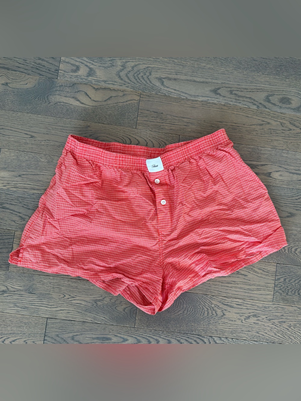 Aritzia Coral Red Gingham Boxer Shorts